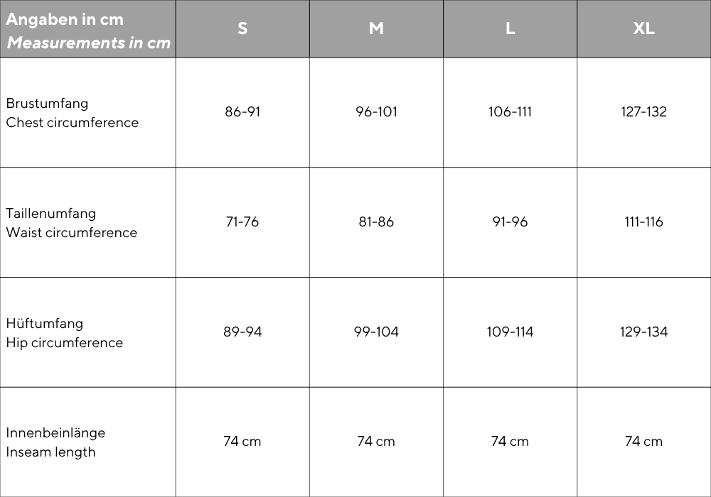 Size Chart & Care Instructions